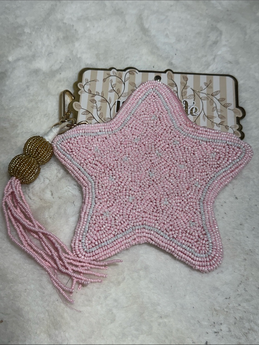 Made in India pink beaded star pouch